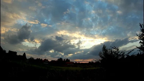  Colorful sky during the setting sun over Lubartów Stock Footage 91165205