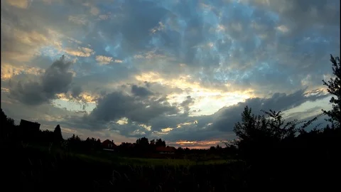  Colorful sky during the setting sun over Lubartów Stock Footage 91171418