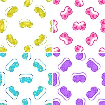 Colorful sleeping masks with different patterns creating a seamless background Illustrazione stock