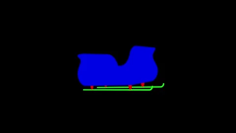 Colorful Sleigh Render on Black Background: Sleek Lines and Vibrant Blues, .. Stock Footage 341921415