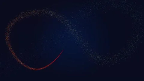 Colorful small particles forming infinity symbol on dark navy blue background Stock Footage 311073952