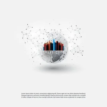 Colorful Smart City, Cloud Computing Design Concept - Digital Network Connection Stock Illustration