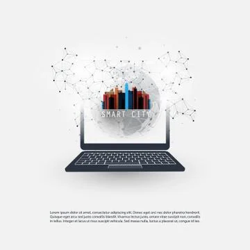 Colorful Smart City, Cloud Computing Design Concept イラスト素材