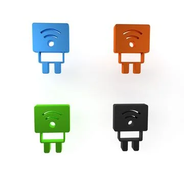 Colorful Smart electric plug system icon isolated on white background. Inte.. Illustrazione stock