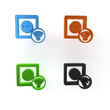 Colorful Smart electrical outlet system icon isolated on white background. .. Illustrazione stock