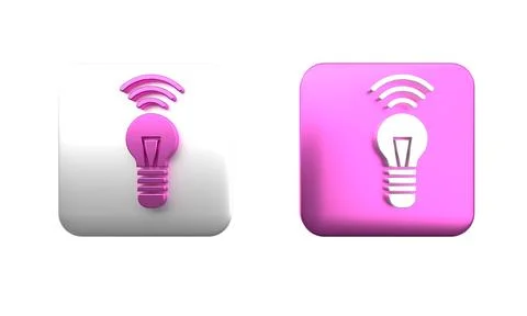 Colorful Smart light bulb system icon isolated on white background. Energy .. Stock Photos
