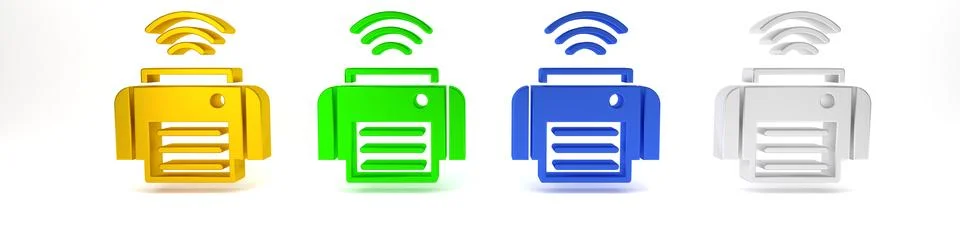 Colorful Smart printer system icon isolated on white background. Internet o.. Stock Photos