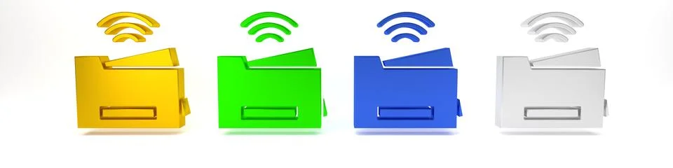 Colorful Smart printer system icon isolated on white background. Internet o.. Foto stock