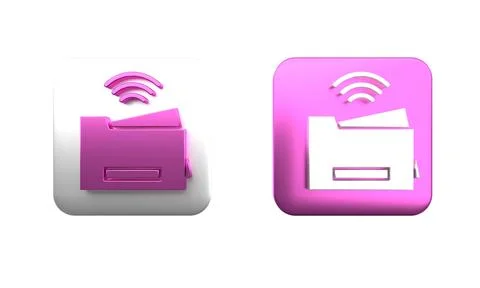 Colorful Smart printer system icon isolated on white background. Internet o.. Stock Photos