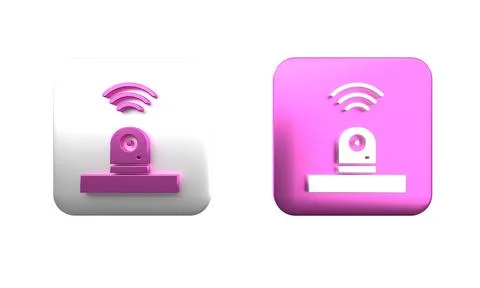 Colorful Smart security camera icon isolated on white background. Internet .. Stock Photos