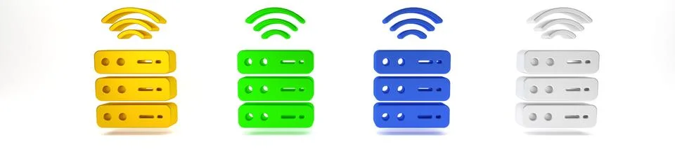 Colorful Smart Server, Data, Web Hosting icon isolated on white background... Stock Photos