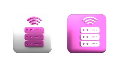 Colorful Smart Server, Data, Web Hosting icon isolated on white background... 写真素材