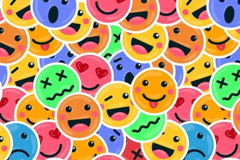Colorful smile emoticons pattern background Stock Illustration