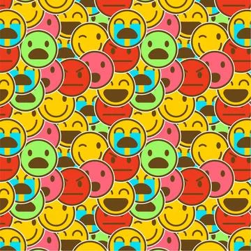 Colorful smile emoticons pattern Stock Illustration