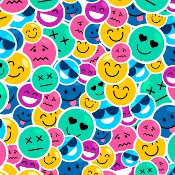 Colorful smile emoticons pattern Stock Illustration