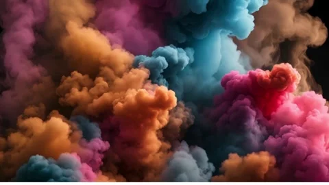 Colorful Smoke 3D Render with Alpha Matte Transition Stock Footage 307756775