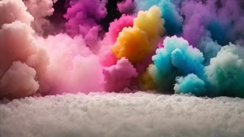 Colorful Smoke Clouds on a White Surface 動画素材 284572683