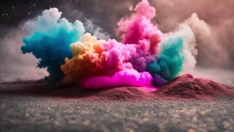 Colorful Smoke Explosion on a Glittering Surface Stock Footage 284572677