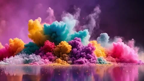 Colorful Smoke Explosion with Reflection Stock Footage 284572704