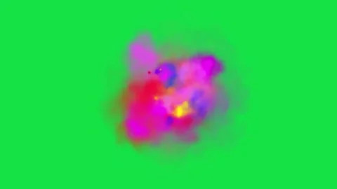 Colorful Smoke Splash Animation Effect Isolated On Green Screen Video stock 303388568