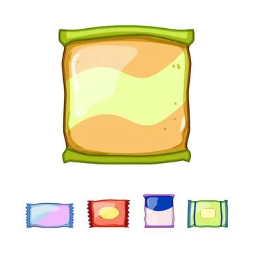 Colorful snack pack packaging with sweet treats Stock Illustration