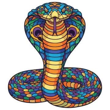 Colorful snake with a raised head in a dynamic pose Stock Illustration