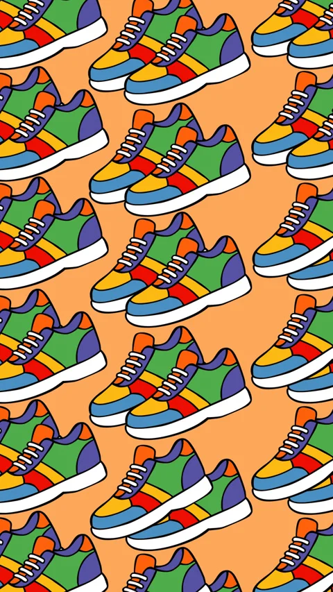 Colorful Sneakers Seamless Pattern Background Animation for Fashion and Life Stock Footage 337691123