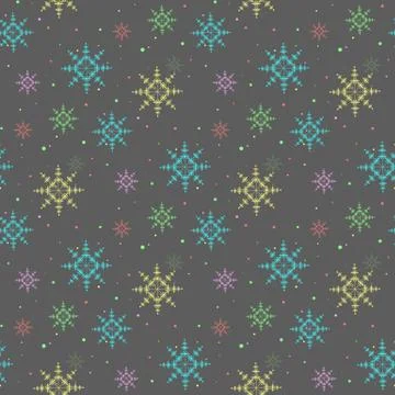 Colorful snowflakes seamless pattern. Winter endless background eps10 Illustrazione stock