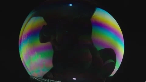 Colorful soap bubble in slow motion Stock Footage
