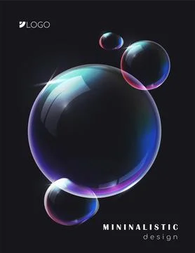 Colorful soap bubbles on dark backdrop. Vector illustration Illustrazione stock
