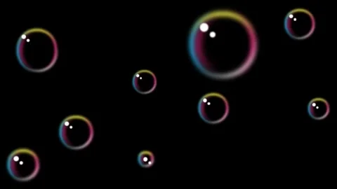 Colorful Soap Bubbles Floating on Black Background  Abstract 3D Bubble Animation 库存影片 317399363