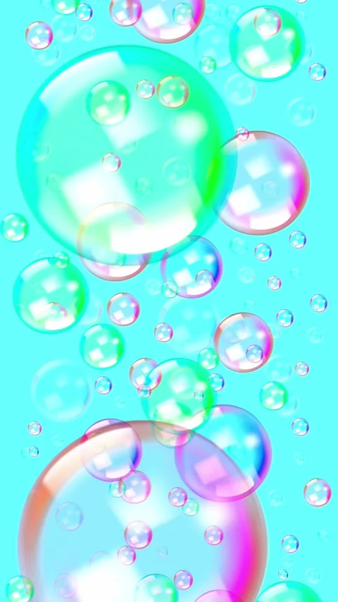 Colorful soap bubbles flying on a blue background. Stock Footage 280984061