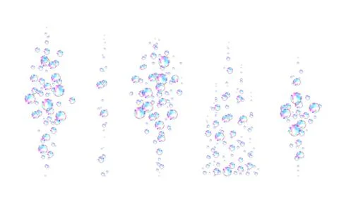 Colorful soap  bubbles with rainbow reflection. Stock Illustration