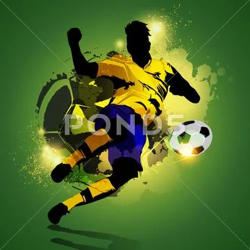 Colorful soccer player shooting Stock Illustration