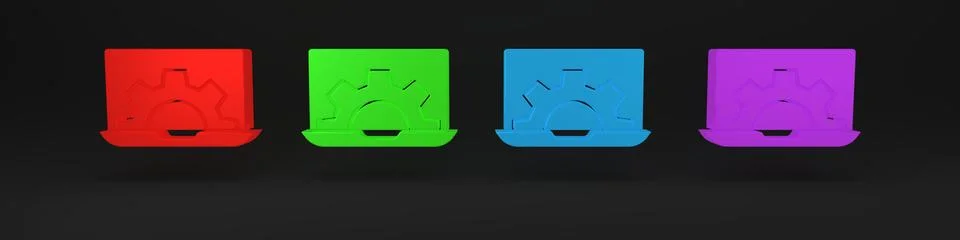 Colorful Software, web development, programming concept icon isolated on bl.. Stock Illustration