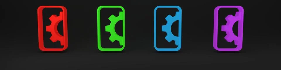 Colorful Software, web development, programming concept icon isolated on bl.. Stock Illustration