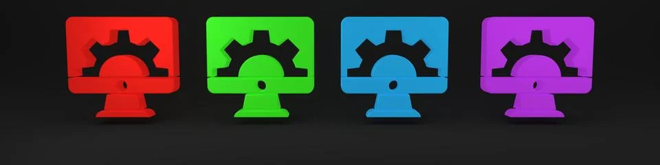 Colorful Software, web development, programming concept icon isolated on bl.. Stock Illustration