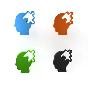 Colorful Solution to the problem in psychology icon isolated on white backg.. Illustrazione stock