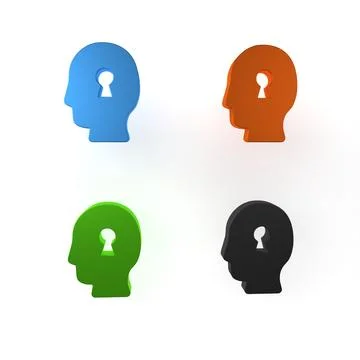 Colorful Solution to the problem in psychology icon isolated on white backg.. Illustrazione stock