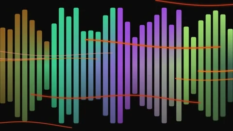 Colorful Sound Waveforms on Black Background. Stock Footage 329928124