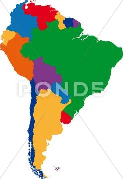 Colorful south america map Stock Illustration