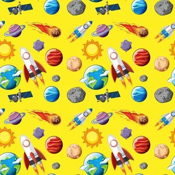 Colorful Space Exploration Pattern Stock Illustration