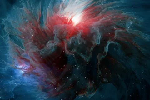 Colorful Space Galaxy Cloud Nebula Universe Stars Field. 3d Rendering Stock Illustration