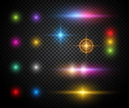 Colorful sparkles vector light effects set Stock Illustration