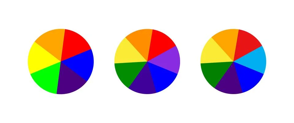 Colorful Spectrum Pie Chart Wheels Set Stock Illustration