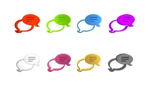 Colorful Speech bubble chat icon isolated on white background. Message icon.. Illustrazione stock