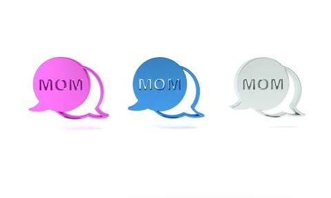 Colorful Speech bubble mom icon isolated on white background. Happy mothers.. Stock Illustration