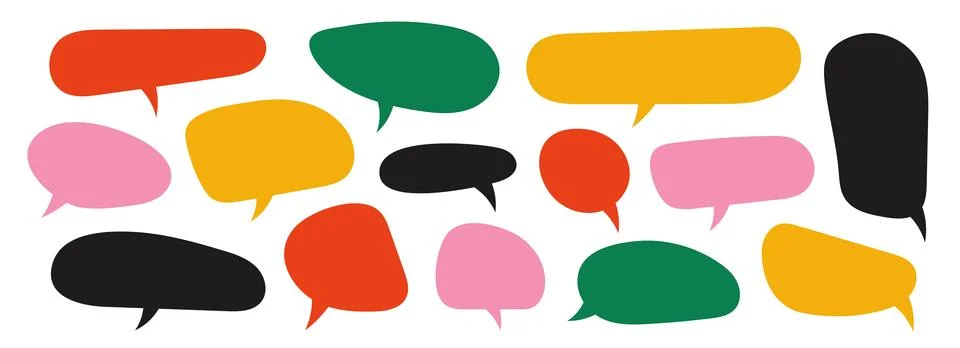 Colorful speech bubble set. Empty comic text box collection. Cartoon chat Stock Illustration