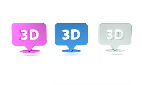 Colorful Speech bubble with text 3D icon isolated on white background. Mini.. Stock Illustration
