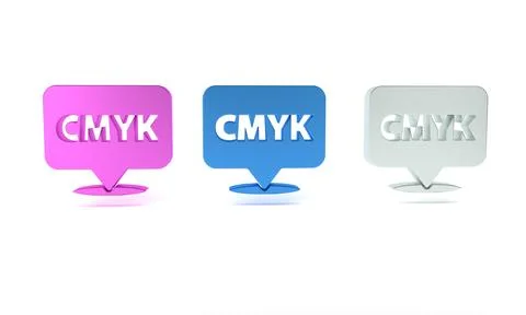 Colorful Speech bubble with text CMYK icon isolated on white background. Mi.. Illustrazione stock